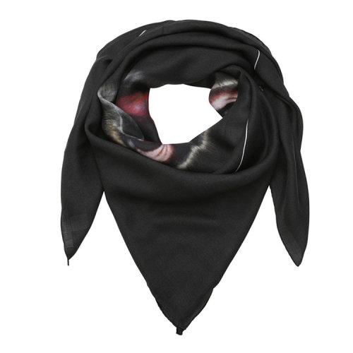 Givenchy/紀梵希  男女同款黑色羊絨時尚經(jīng)典狒狒圖案方形絲巾   $1212GVSE192-001