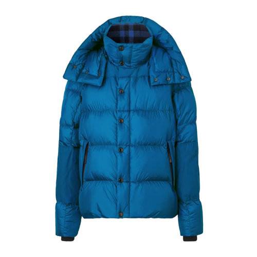 BURBERRY/博柏利 22年早春新款 男士午夜海軍藍(lán)色尼龍混紡可拆式衣袖連帽羽絨服80438471