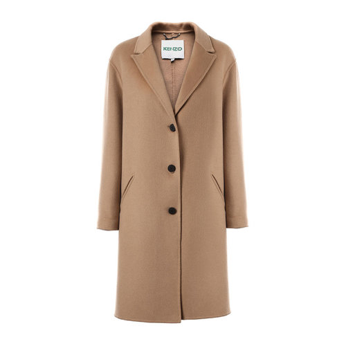 KENZO/高田賢三  凱卓女裝 女士駝色羊毛經(jīng)典時(shí)尚翻領(lǐng)秋冬外套大衣 F862MA162570.13