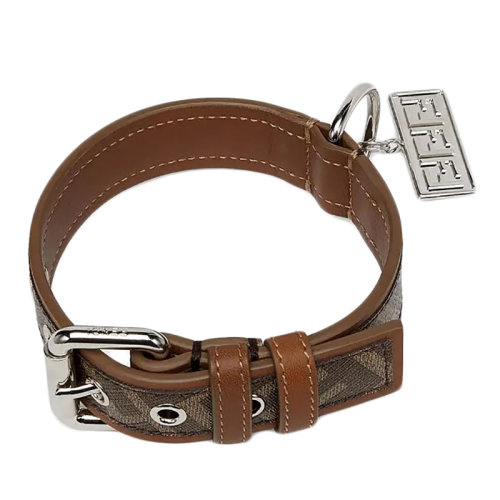 FENDI/芬迪 棕色面料帶有F徽標(biāo)的狗項(xiàng)圈8AC016A8V3F18AT