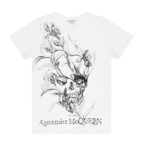 Alexander McQueen/亞歷山大麥昆 女裝 服裝 棉質(zhì)骷髏頭印花 女士短袖T恤
