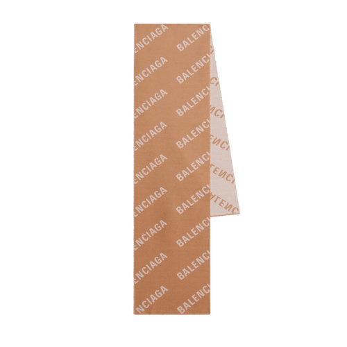 Balenciaga/巴黎世家新款 Allover Logo系列 女士深米色和白色拉絲羊毛大圍巾673133420B80987