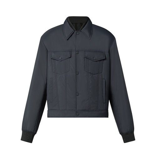 Louis Vuitton/路易威登 22年秋冬新款 男士海獅灰色尼龍?jiān)偕夹g(shù)面料雙面卡車司機(jī)夾克1AA4M1