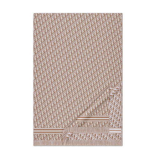 DIOR/迪奧 22年春夏新款 男士咖啡棕色米色和白色純羊毛老花Pixel印花披肩圍巾28Z0005A0656_C187