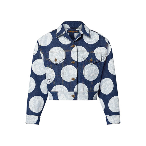 Louis Vuitton/路易威登 22年秋冬新款 女士藍(lán)色純棉波點牛仔夾克外套1AA90F