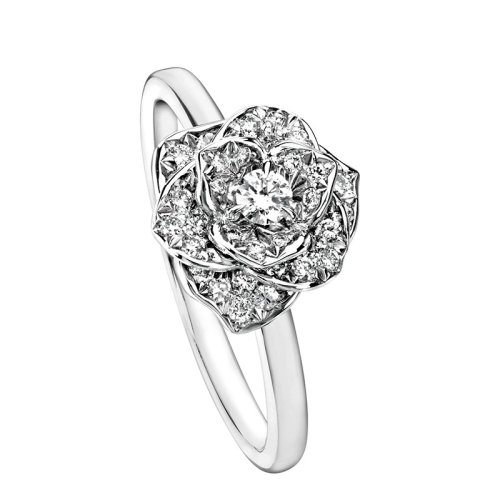 PIAGET/伯爵 ROSE玫瑰系列 18K金白金玫瑰鑲鉆戒指  G34UR500