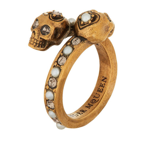 Alexander McQueen/亞歷山大麥昆  環(huán)繞式  女士時尚骷髏戒指/指環(huán) 553657J160T7124  HKY210303