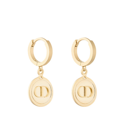 DIOR/迪奧 PETIT CD系列 女士金色飾面金屬圓形CD印字掛墜成對耳環(huán)E1648PTCMT_D300
