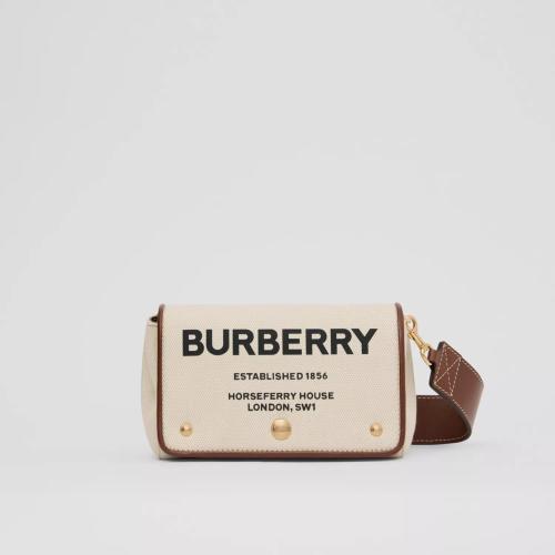  BURBERRY 22年秋冬 女士 小號(hào) Horseferry 印花棉質(zhì)帆布斜背包 80518441