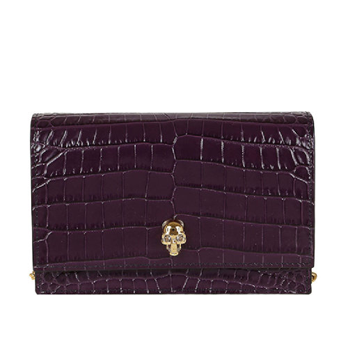 Alexander McQueen/亞歷山大麥昆 女士紫色皮質(zhì)鱷魚紋單肩包 613088-1HBBG-5150 6130881HBBG5150