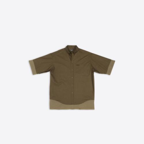  BALENCIAGA巴黎世家 22年春夏 男士 短袖襯衫 Mens Bb Icon Layered Short Sleeve Shirt in Ka