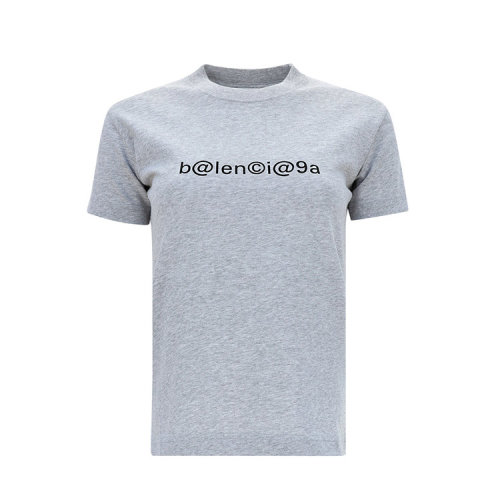Balenciaga/巴黎世家  胸前l(fā)ogo裝飾 女士灰色棉質(zhì)圓領(lǐng)短袖T恤 620941TIV501167