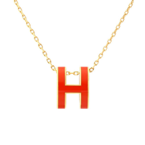 HERMES/愛馬仕 女士經(jīng)典款 POP H項鏈 琺瑯合金項鏈吊墜