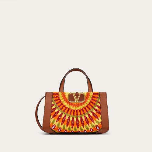  VALENTINO華倫天奴 22年秋冬 女士 手提包 PETIT SAC a MAIN EN TOILE A_VEC BRODERIE ROUND R