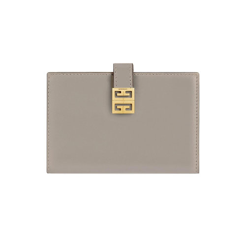 Givenchy/紀(jì)梵希 22新款 女士石灰色小牛皮金色飾面金屬搭扣按扣開合錢包BB60GZB15T-099