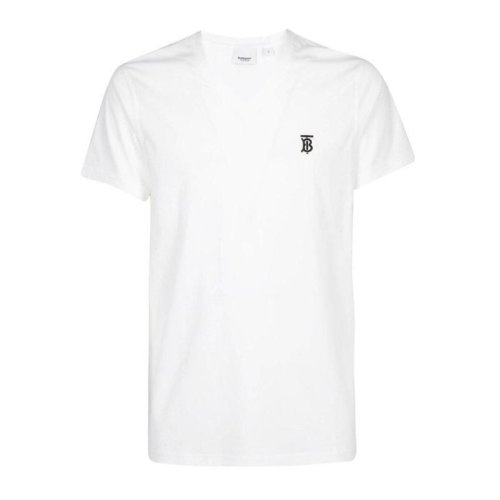 BURBERRY/博柏利 男士白色棉質(zhì)經(jīng)典logo刺繡T恤 8017258