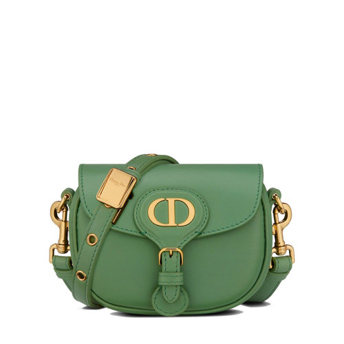 DIOR/迪奧 22新款BOBBY系列 女士微型翡翠綠光面牛皮革金扣翻蓋單肩斜挎手提包S5127UMOL_M69H