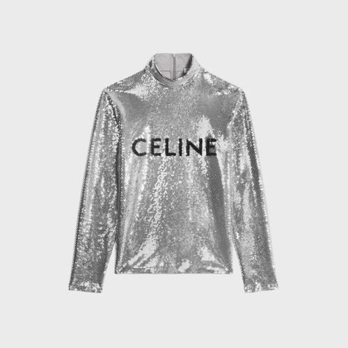  CELINE賽琳思琳 22年秋冬 男士 長袖T恤 CELINE刺繡棉質(zhì)平紋針織高領(lǐng)衫 2X34A671Q.36SB