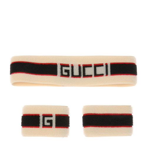 GUCCI/古馳  女士拼色徽標(biāo)提花條紋圖案時尚發(fā)帶及護(hù)腕套裝 554304 4G153 9260 HKY0011N