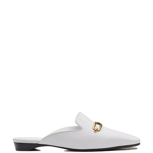 HERMES/愛馬仕 22年春夏新款 Esmée系列 女士白色山羊皮Roulis搭扣穆勒鞋H221156Z90370