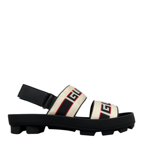 GUCCI/古馳 織布/牛皮拼接男士沙灘鞋時尚休閑男士涼鞋男鞋