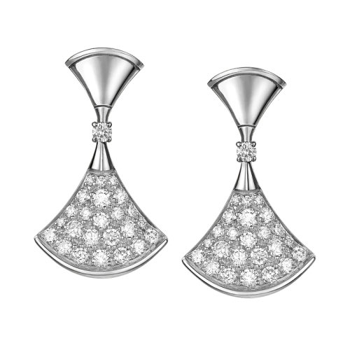 BVLGARI/寶格麗 DIVAS'DREAM系列 18K金白金鑲密釘鉆石扇子耳環(huán) 351100