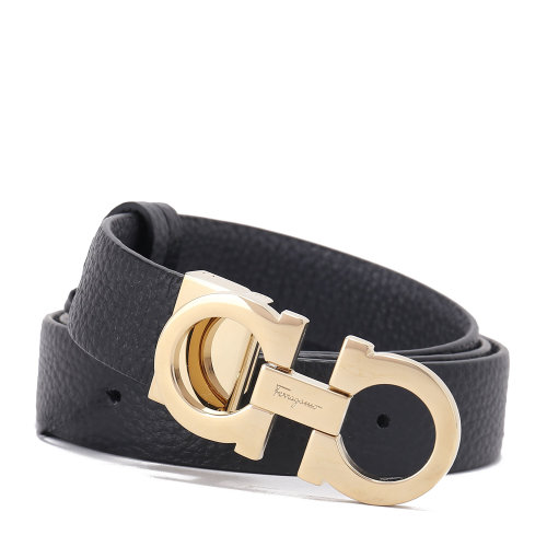 Salvatore Ferragamo/菲拉格慕 2.5厘米雙面可調(diào)節(jié)GANCINI皮帶 女士腰帶 深灰色 733986-23A565