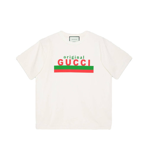 GUCCI/古馳  20早秋新款男士米色Original Gucci印花大碼短袖T恤 616036XJCOQ9095