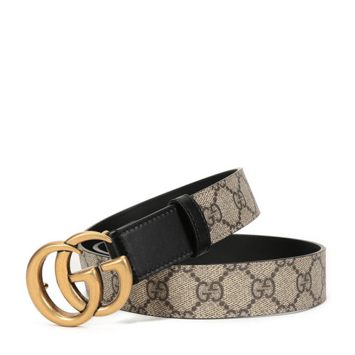 GUCCI/古馳 女士人造帆布配皮仿古做舊板扣式皮帶腰帶 625839 92TLT