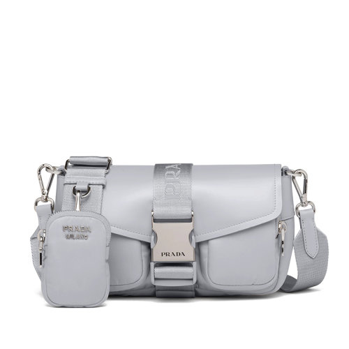 PRADA/普拉達(dá)  巴博藍(lán)再生尼龍拼接皮革斜挎單肩包1BD295_789_F0591_V_BFO