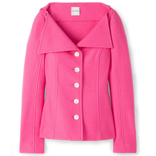 【21春夏新款】St. John/盛薔 不對稱大翻領針織女士夾克K6230T1