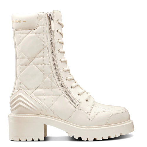 DIOR/迪奧      D-LEADER系列 女士白色Cannage圖案絎縫小牛皮靴子KCI733CQC_S03W