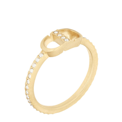 DIOR/迪奧 新款PETIT CD系列 女士金色飾面金屬白色仿水晶點綴“CD”標志戒指指環(huán)R1139PTCCY_D301