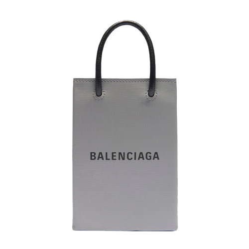 Balenciaga/巴黎世家    灰色紋理小牛皮手機袋購物斜挎手提包5938260AI2N1160