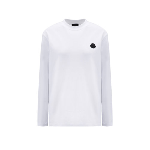 Moncler/蒙克萊 22年秋冬新款 女士光學(xué)白色棉質(zhì)混紡徽標(biāo)圖案長(zhǎng)袖T恤H20938D00003899EV001