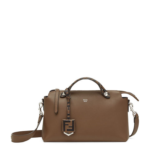 FENDI/芬迪 20  BY THE WAY系列 女士中號棕色小牛皮FENDI ROMA印花單肩斜挎波士頓包8BL146A6COF0H3C