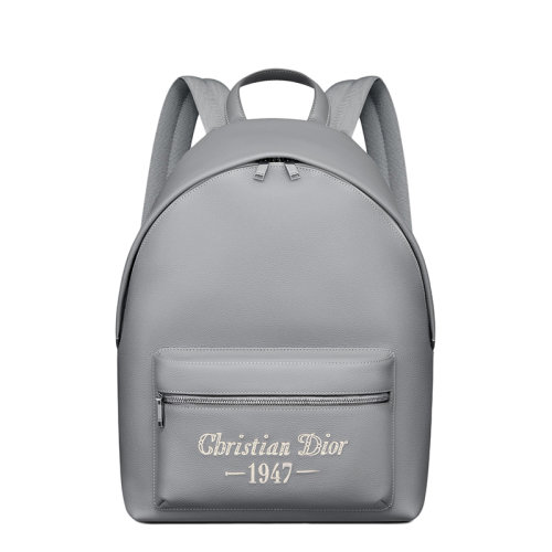 DIOR/迪奧 22新款RIDER系列 男士灰色粒面牛皮革“Christian Dior 1947”標志刺繡雙肩背包1ESBA088NFS_H62Q