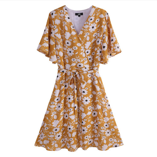 SHOKAY/繡嘉 印花系帶茶歇女士連衣裙