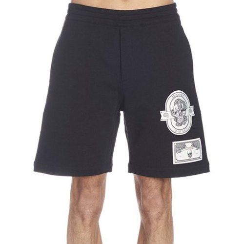 Alexander McQueen/亞歷山大麥昆 男褲  男士時尚圖案印花棉質(zhì)黑色休閑短褲 559481QMX431000
