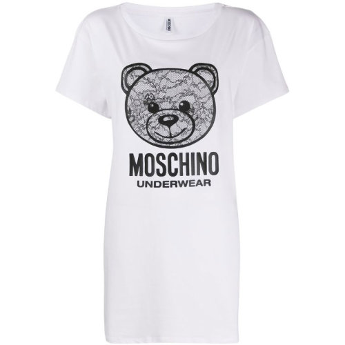MOSCHINO/莫斯奇諾  女裝 小熊圖案 女士棉質(zhì)時(shí)尚圓領(lǐng)長(zhǎng)款春夏短袖T恤 A19129019