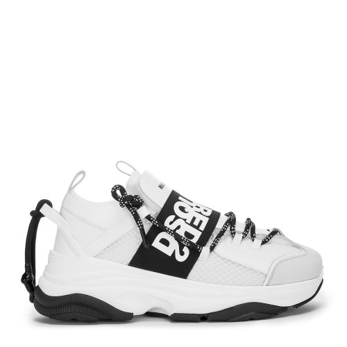 【米蘭直發(fā)】【20春夏】Dsquared2/Dsquared2 系帶 厚底 白色 低幫 側(cè)面白色pvc裝飾 正面松緊綁帶 綁帶白色字母印花 運(yùn)動(dòng)鞋 男士休閑運(yùn)動(dòng)鞋