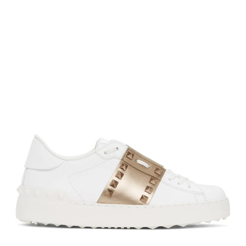 Valentino/華倫天奴 女士白色皮革經(jīng)典鉚釘裝飾休閑鞋運動鞋小白鞋平底鞋單鞋女鞋 WW2S0A01-HEL-155
