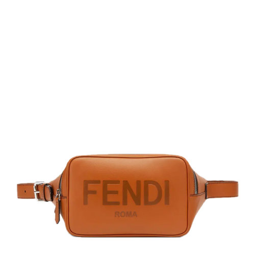 FENDI/芬迪 男士棕色小牛皮經(jīng)典字母徽標印花拉鏈開合單肩包斜挎包胸包腰包男包 7VA526-AFBF-F1DZ9