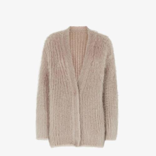  FENDI芬迪 22年秋冬 女士 針織衫 鴿子灰馬海毛開衫 FZC957AMDCF1J7B