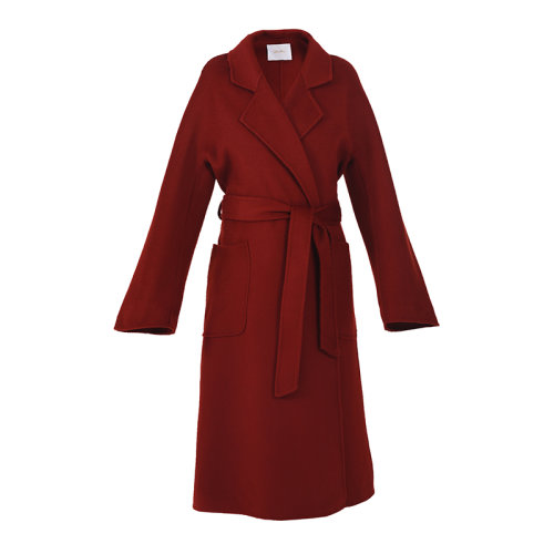 GeleiStory/GeleiStory 秋冬新款真我系列高奢水波紋羊毛大衣雙面呢中長(zhǎng)款大衣 女士大衣