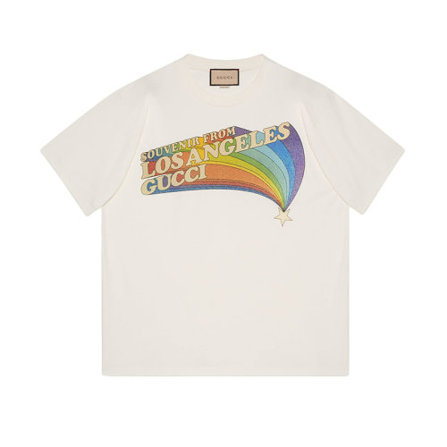 GUCCI/古馳 22年春夏新款 男士白色純棉流星印花短袖T恤?616036XJEJC9095