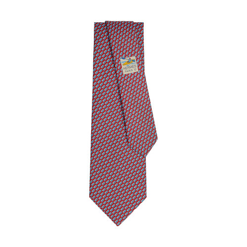 HERMES/愛馬仕 男士紅色/天空真絲重斜紋皮劃艇領(lǐng)帶H646238T12