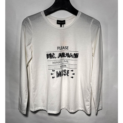 Emporio Armani/安普里奧阿瑪尼 白色女士長(zhǎng)袖T恤