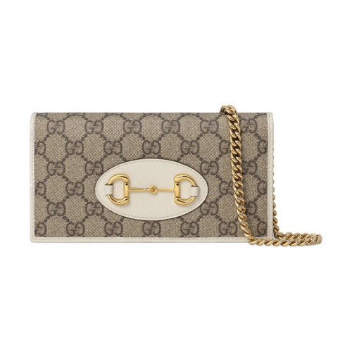 Gucci/古馳 女包 20款1955WOC馬銜扣gg鏈條包錢包單肩斜挎包 拼色老花