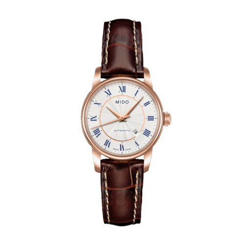 mido/美度  貝倫賽麗系列自動機械女士棕色皮革表帶腕表29.00毫米 M7600.2.21.8